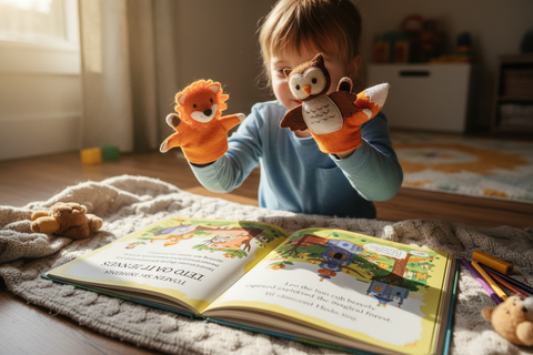 Interactive book collections with puppets and playsets - stories come alive for children 3-8 years