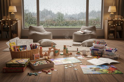 Indoor rainy day activities for children - screen-free play for stuck-inside days