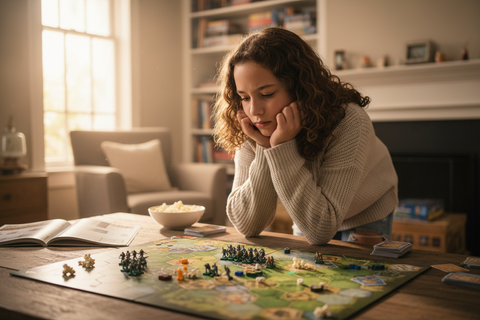 Tween playing strategic game - building independence and critical thinking for 11-13 years